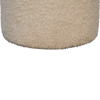 boucle cream round footstool
