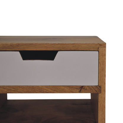 mini grey and white cut out bedside