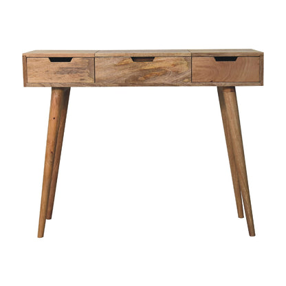 oak ish dressing table with foldable mirror