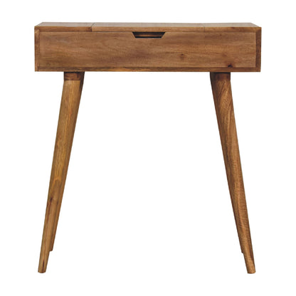 mini oak ish dressing table with foldable mirror 1