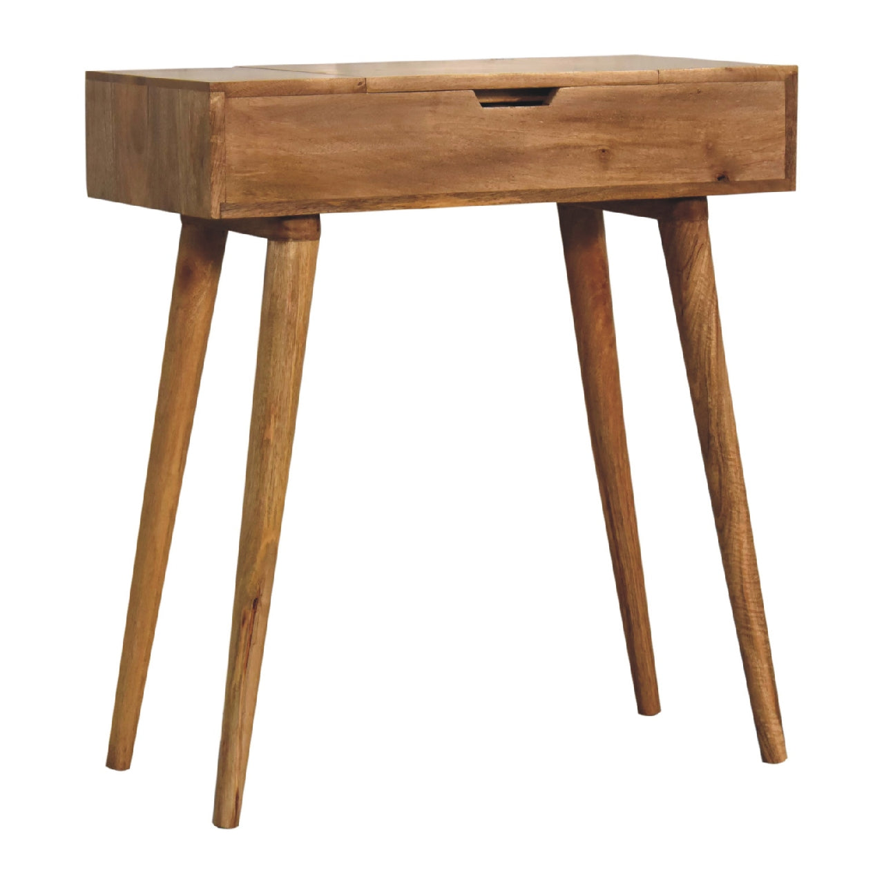 mini oak ish dressing table with foldable mirror 1
