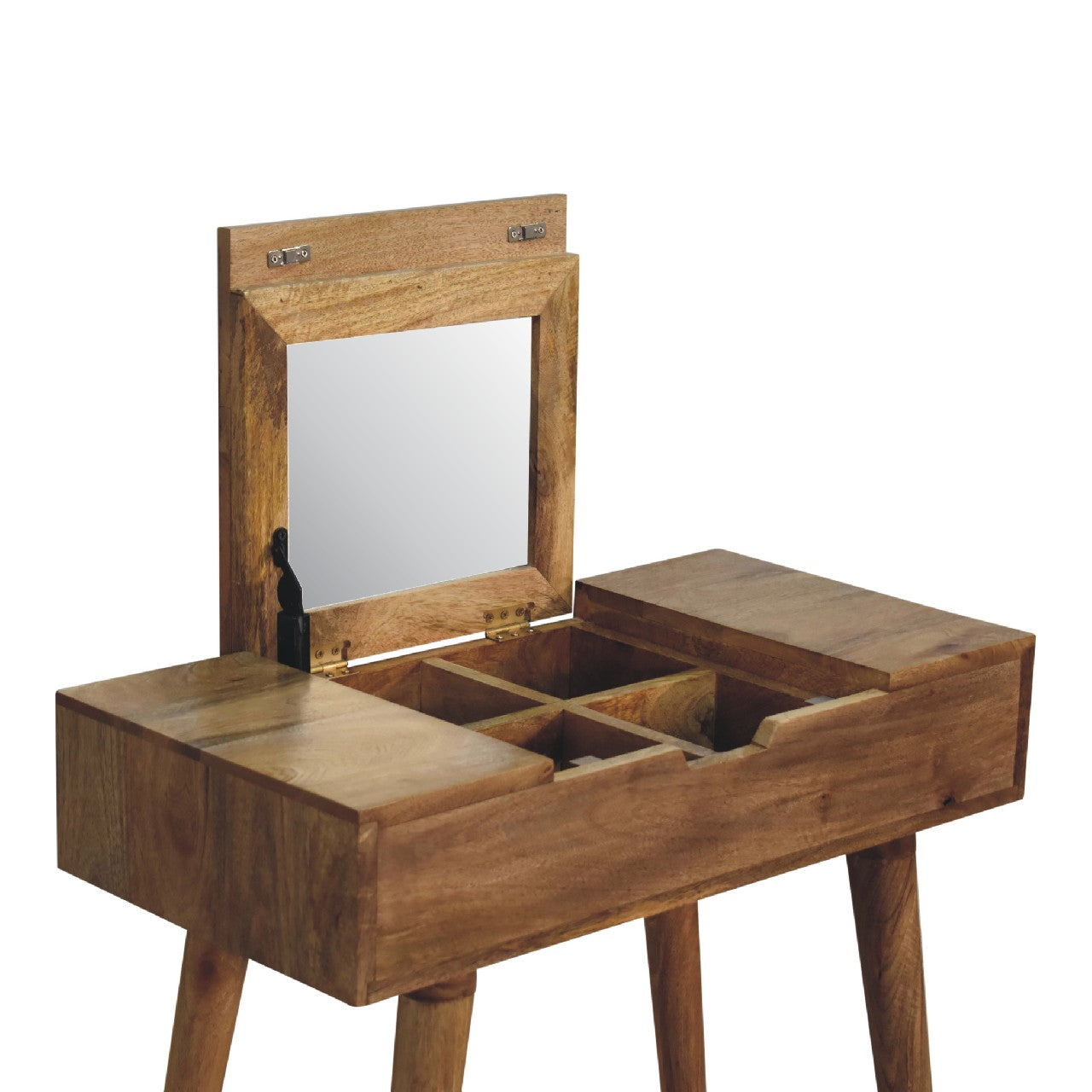 mini oak ish dressing table with foldable mirror 1