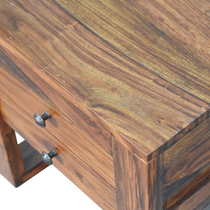 square honey finish bedside with u shape feet