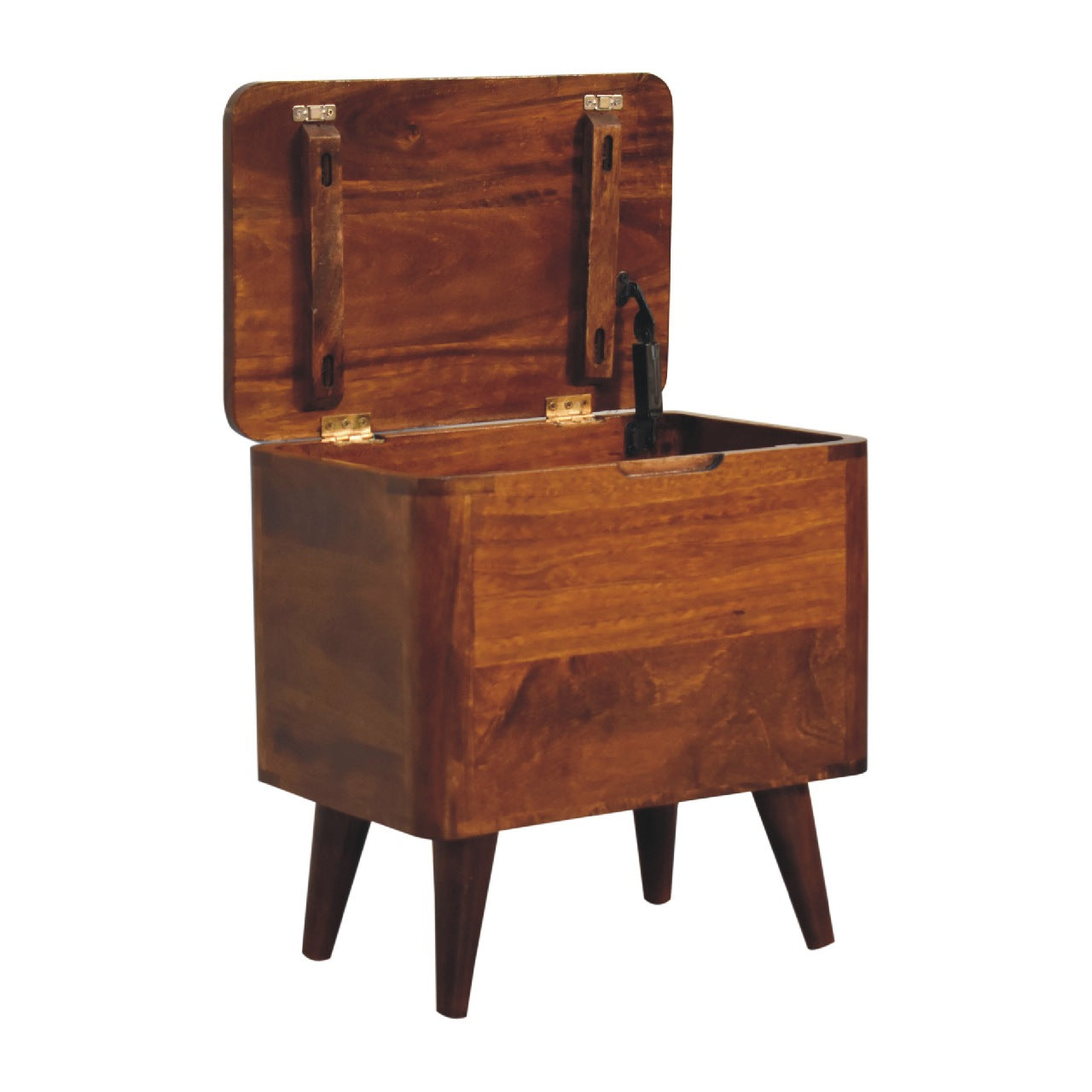 chestnut lid up storage stool