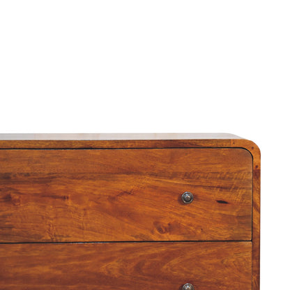 2 drawer curved chestnut chest