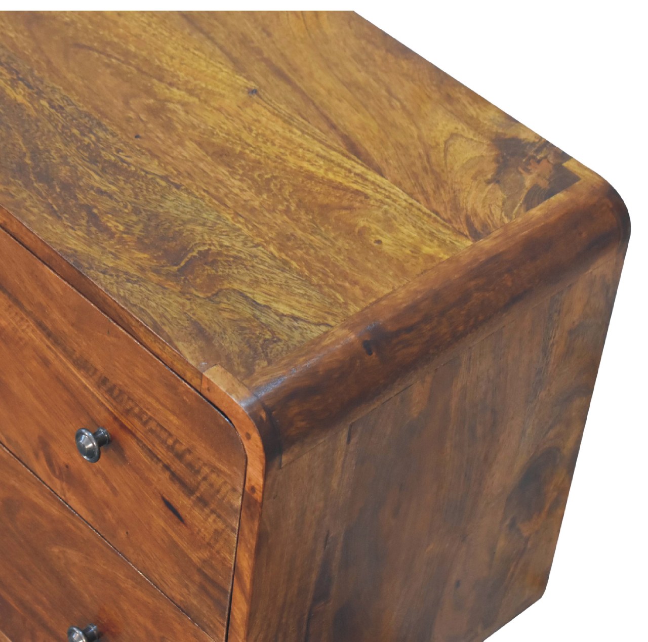 2 drawer curved chestnut chest