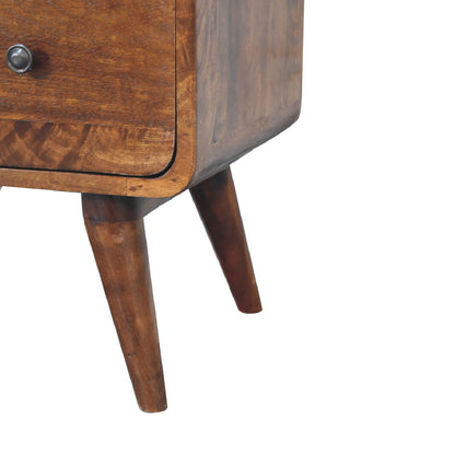 2 drawer curved chestnut chest