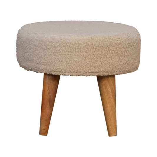 boucle cream petite footstool
