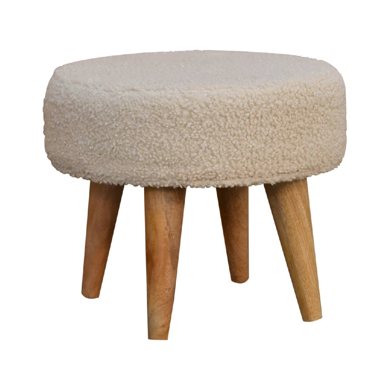 boucle cream petite footstool