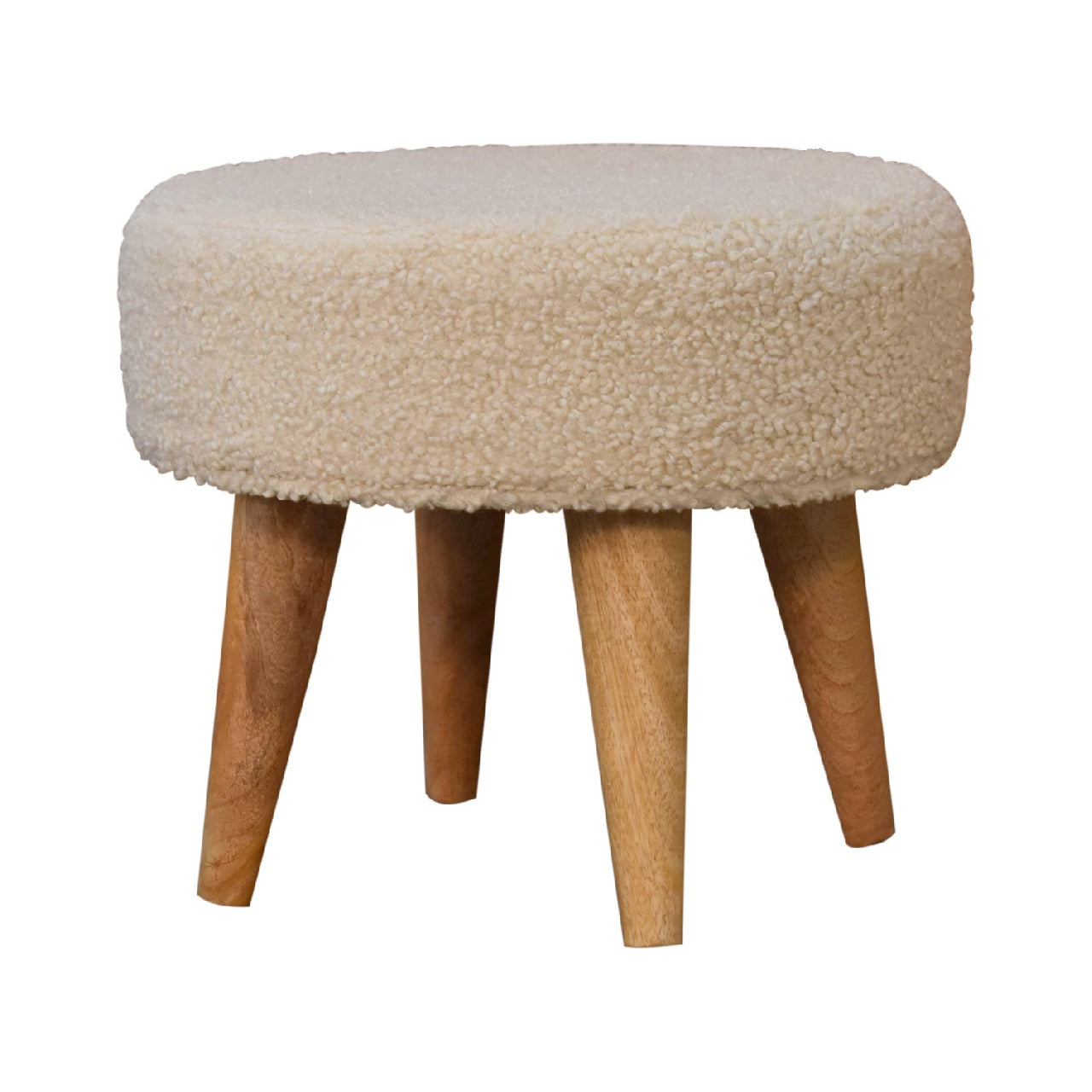 boucle cream petite footstool