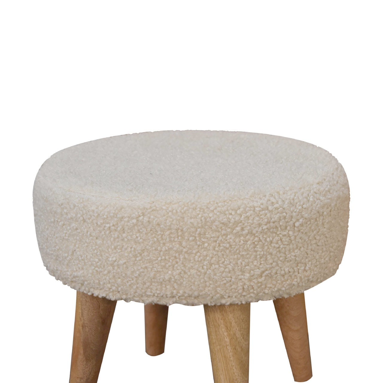 boucle cream petite footstool