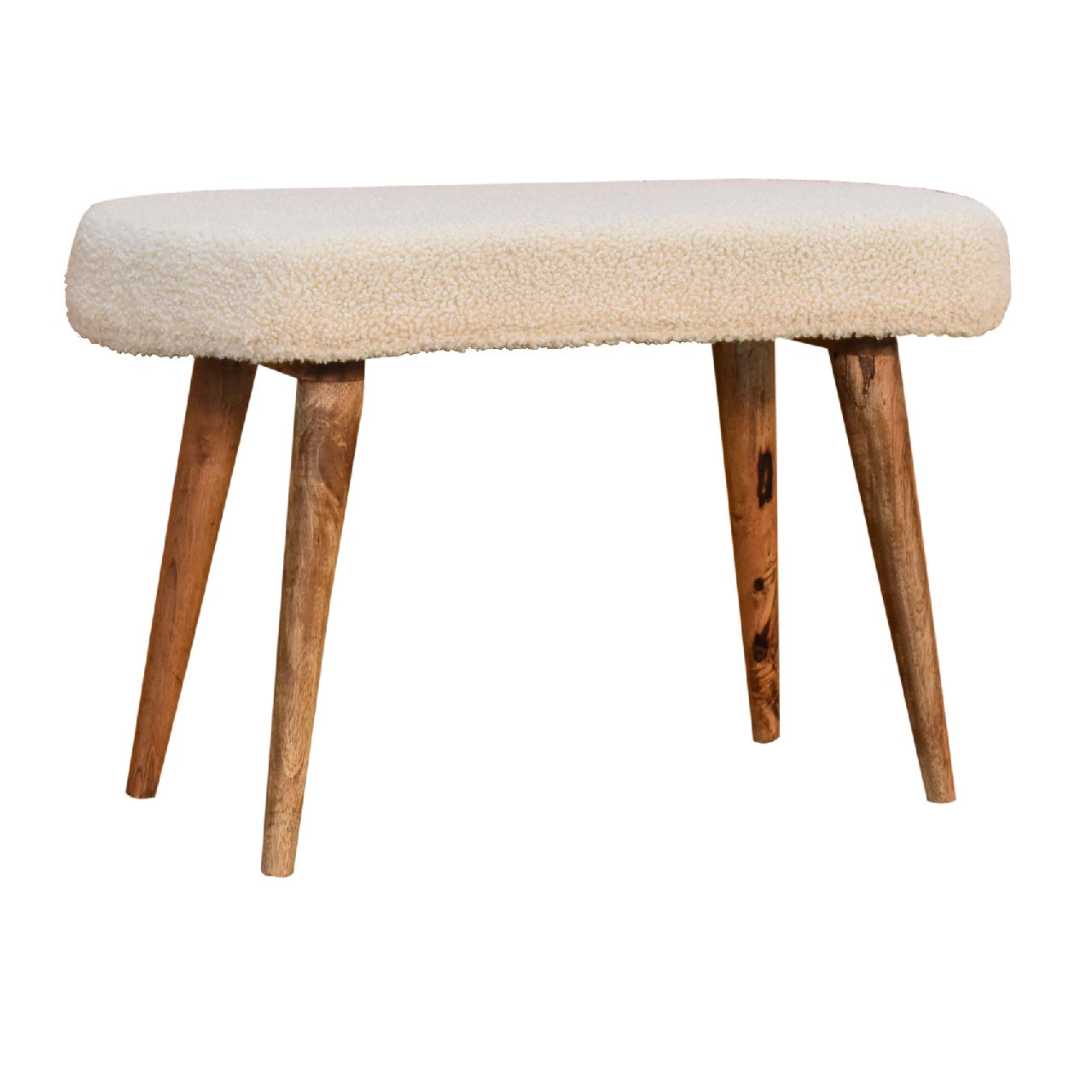 boucle cream nordic bench