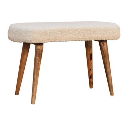 boucle cream nordic bench