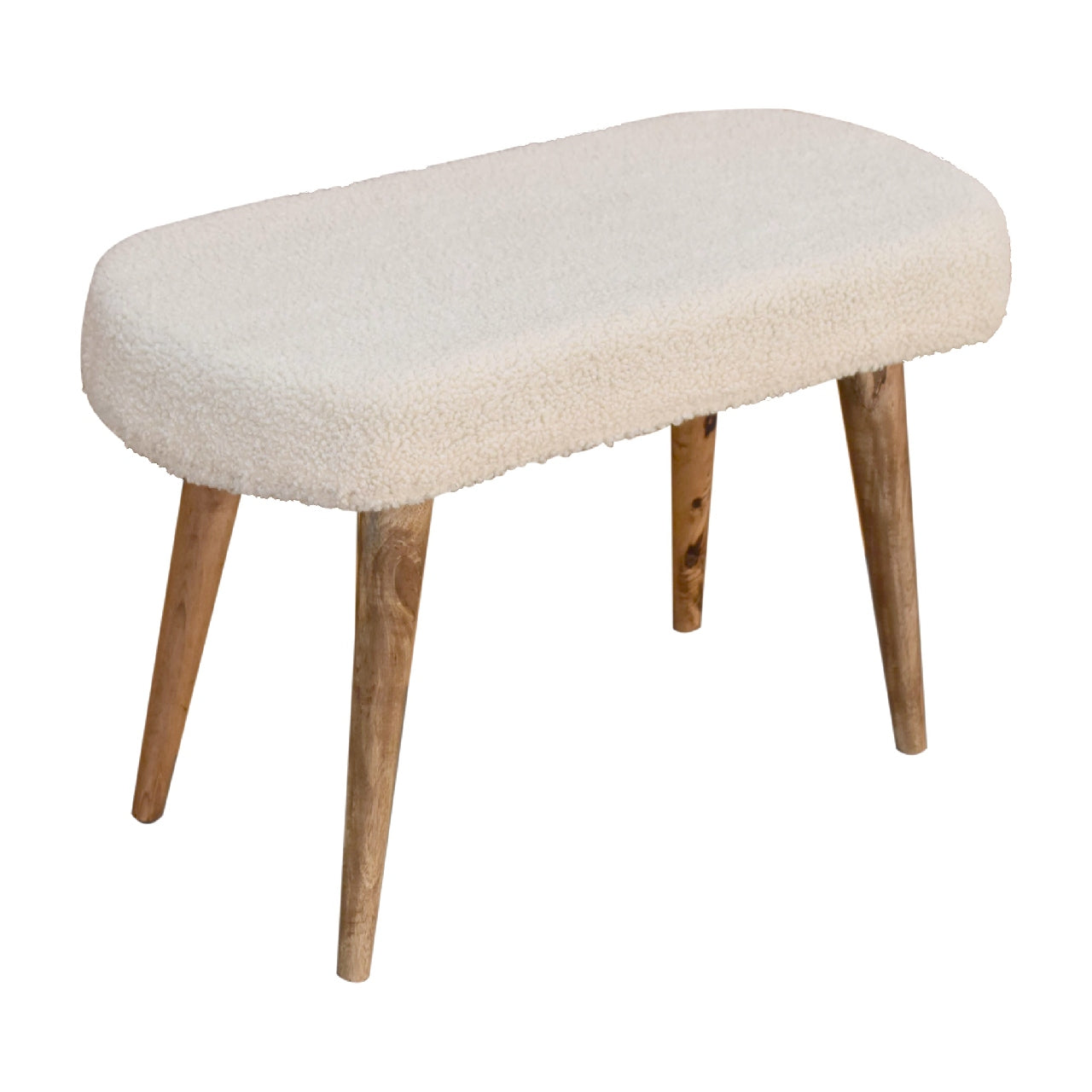boucle cream nordic bench