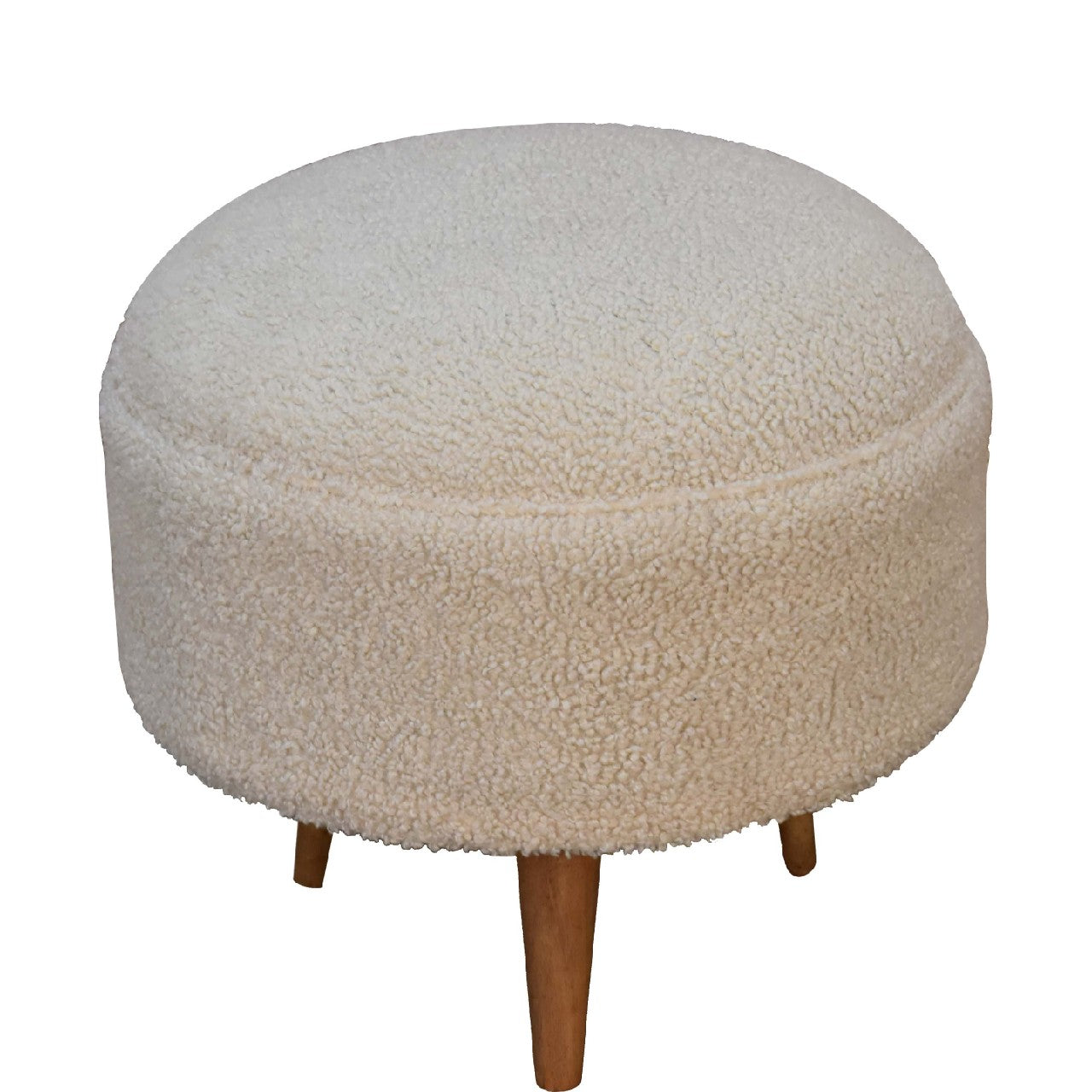 boucle cream rounded footstool