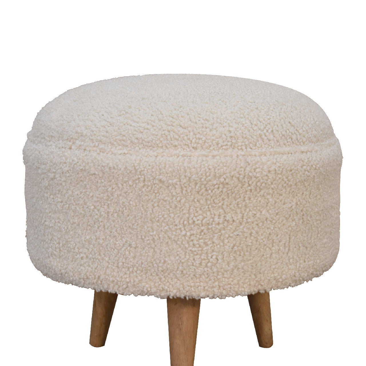 boucle cream rounded footstool