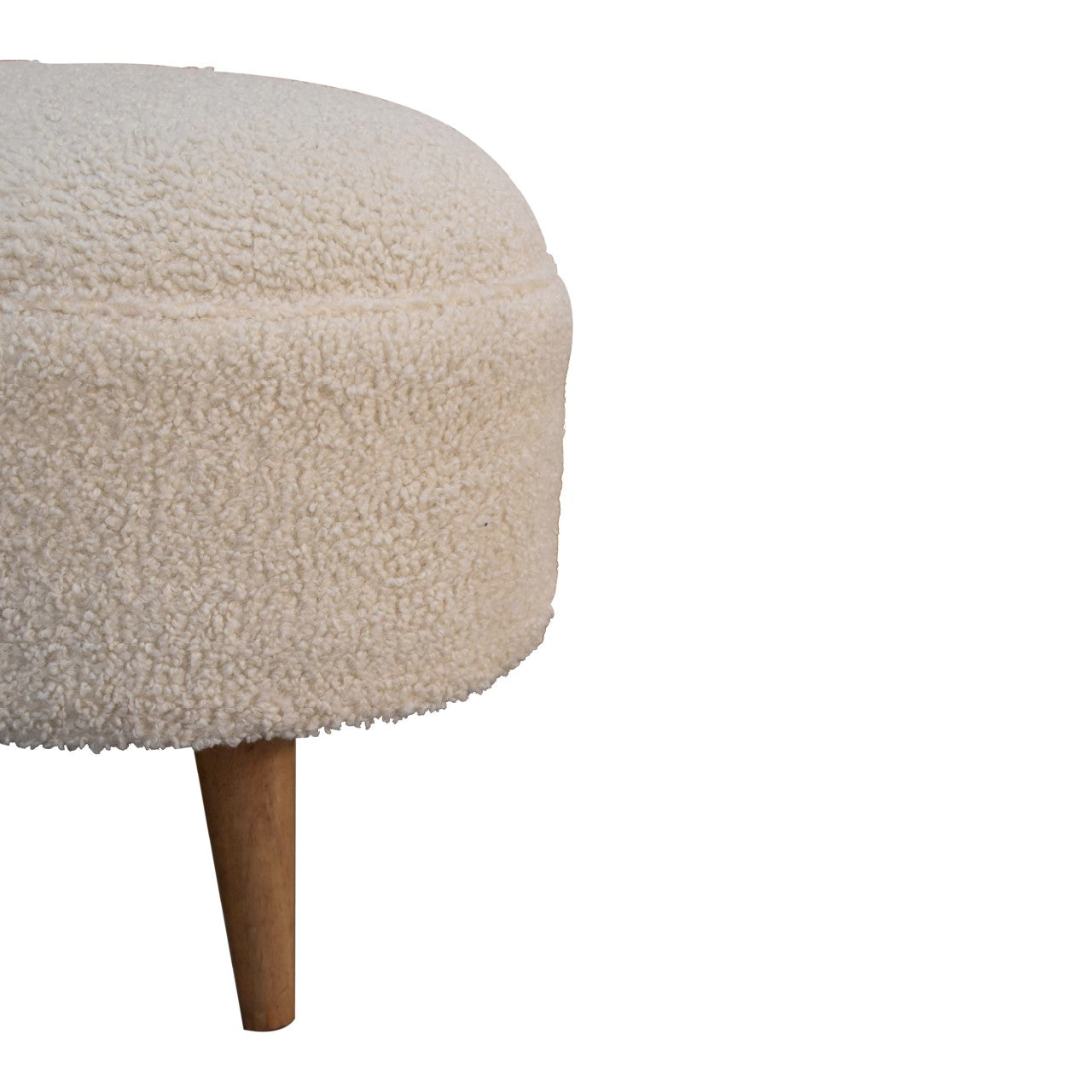 boucle cream rounded footstool