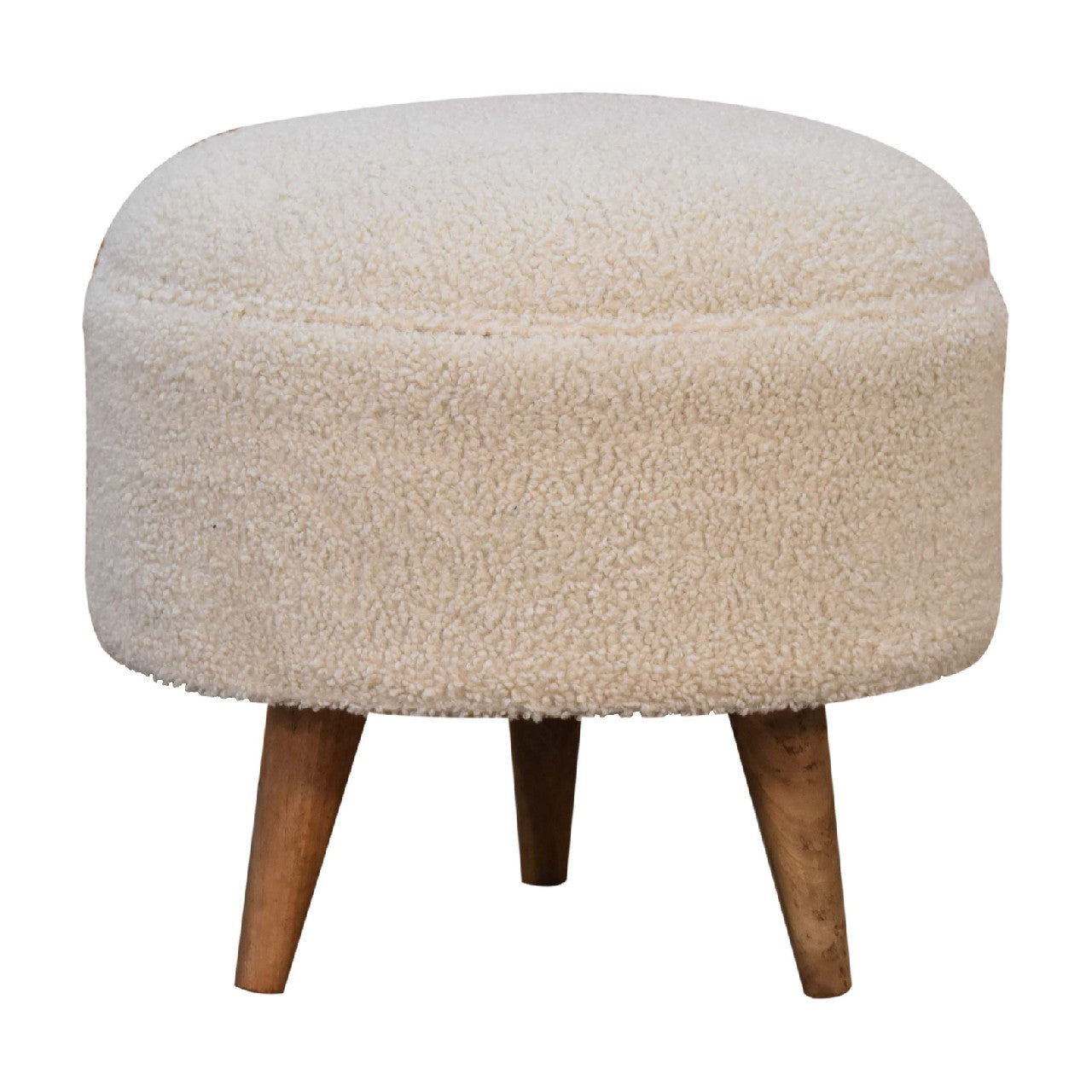 boucle cream rounded footstool