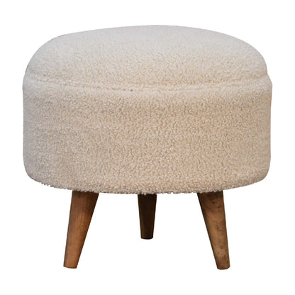 boucle cream rounded footstool