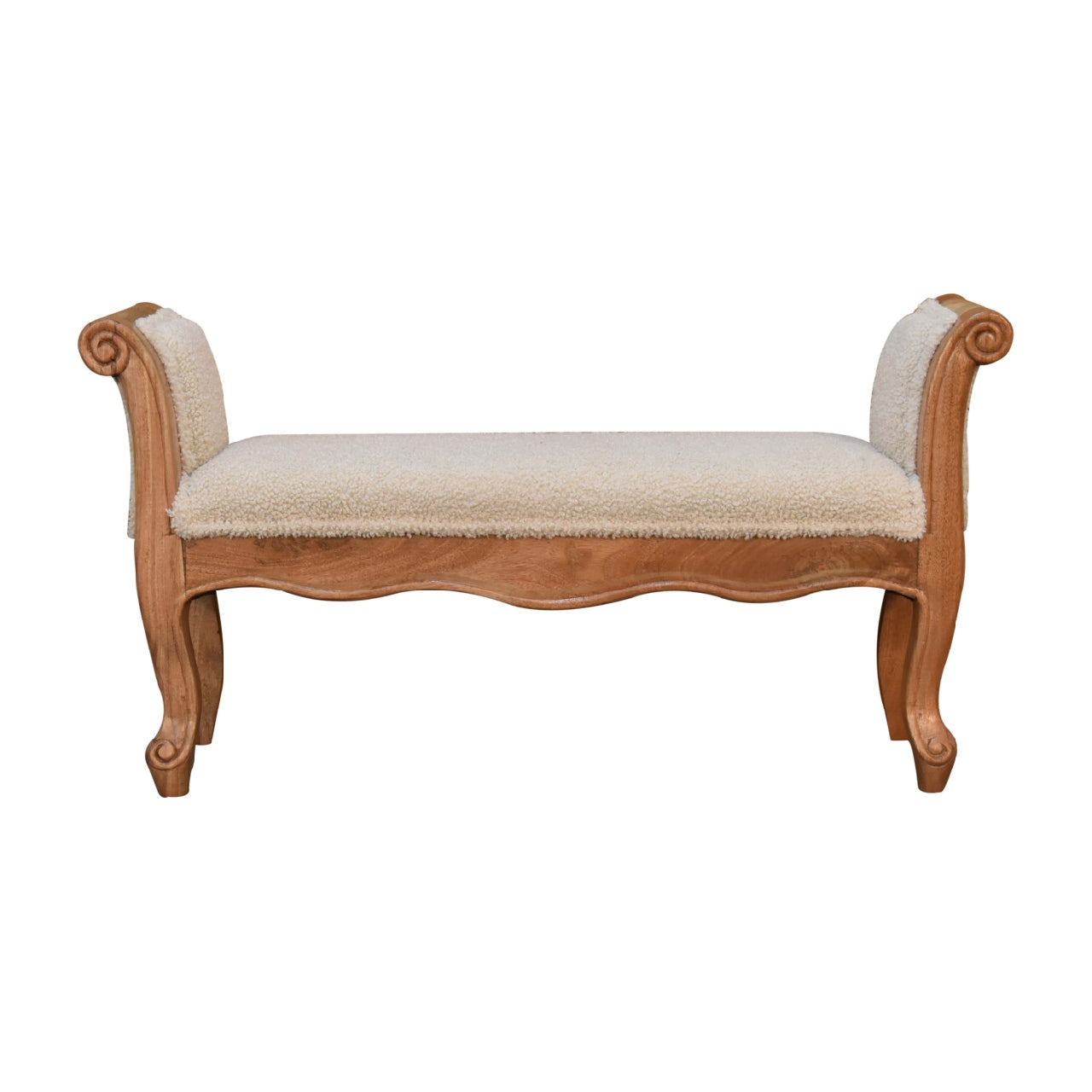 boucle cream french style bench