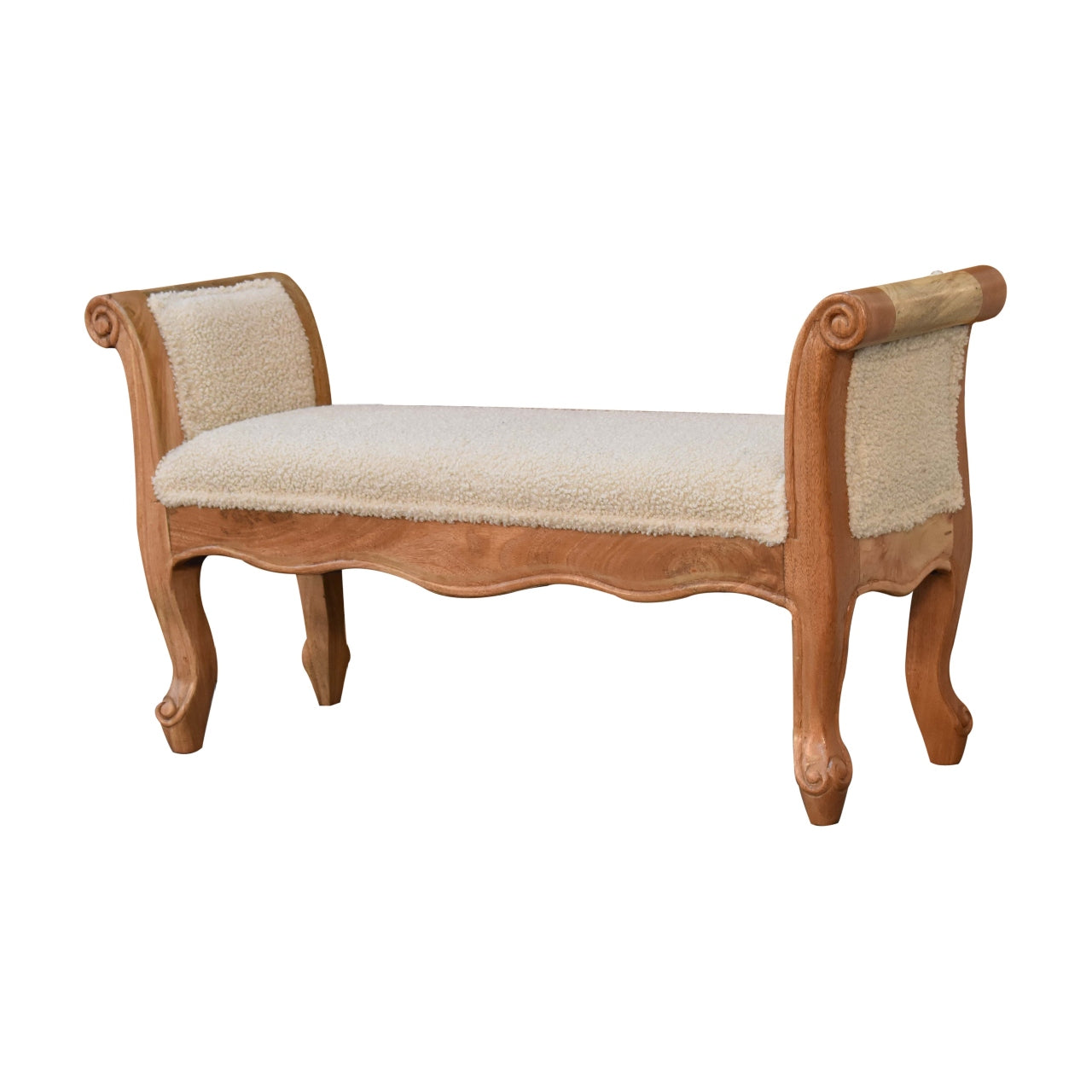 boucle cream french style bench