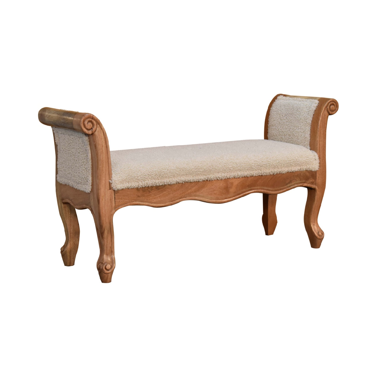 boucle cream french style bench