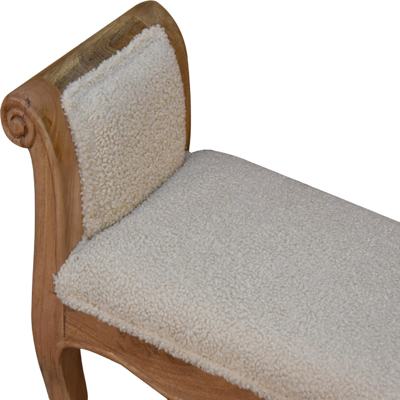 boucle cream french style bench