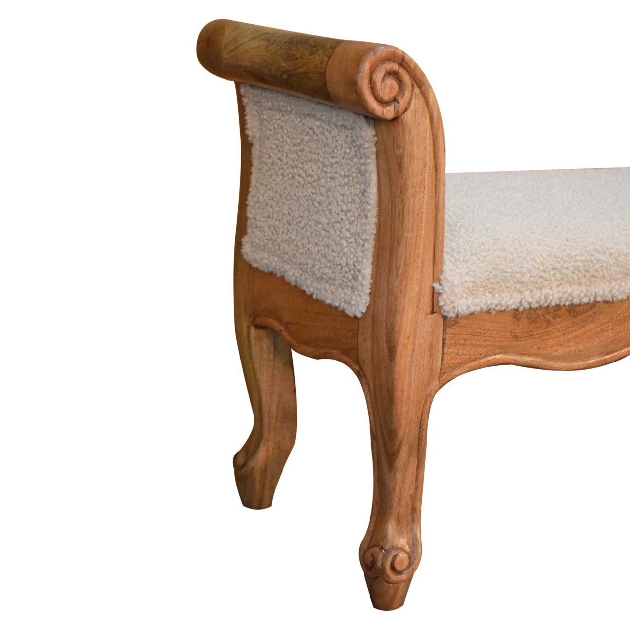 boucle cream french style bench