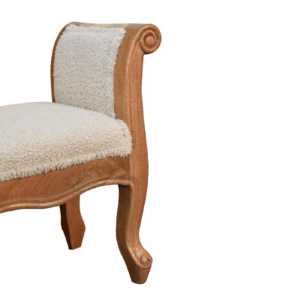 boucle cream french style bench