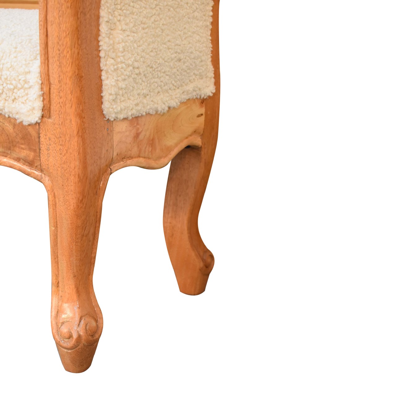 boucle cream french style bench