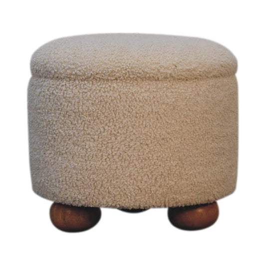 Cream Boucle Storage Footstool