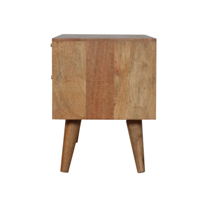 Solid Wood 2 Drawer Rattan TV Stand