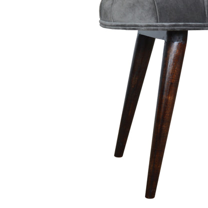 Solid Wood Grey Cotton Deep Button Bench