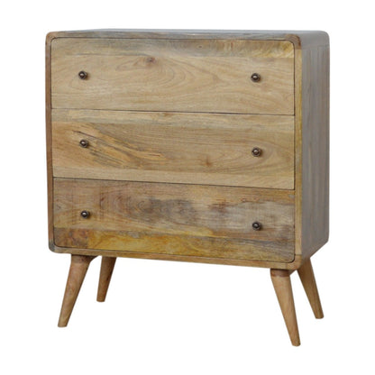 Solid Wood 3 Drawer Curved Chest of Drawers