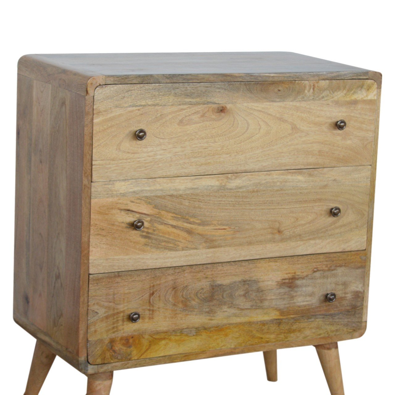 Solid Wood 3 Drawer Curved Chest of Drawers