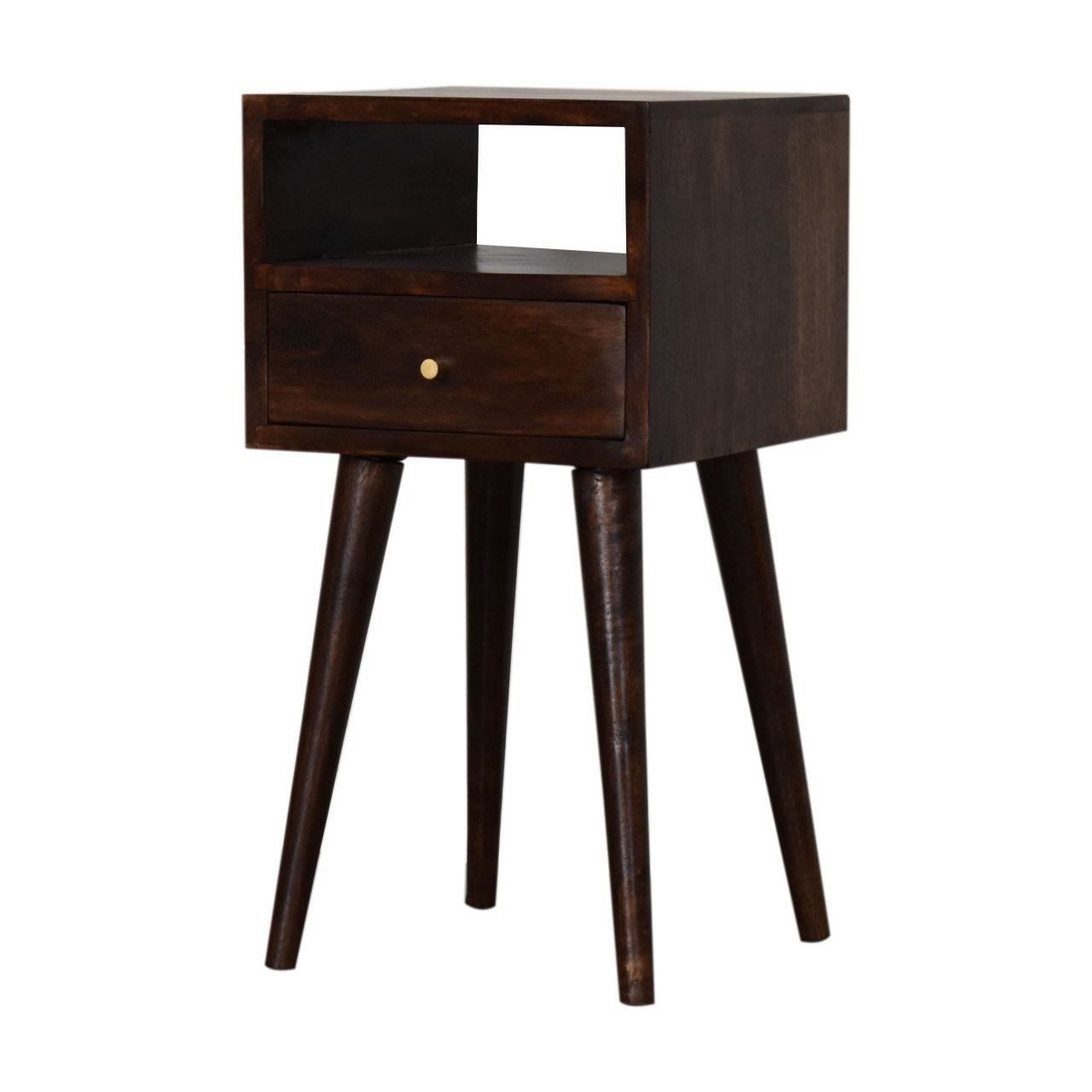 Solid Wood Small Light Walnut Finish Bedside