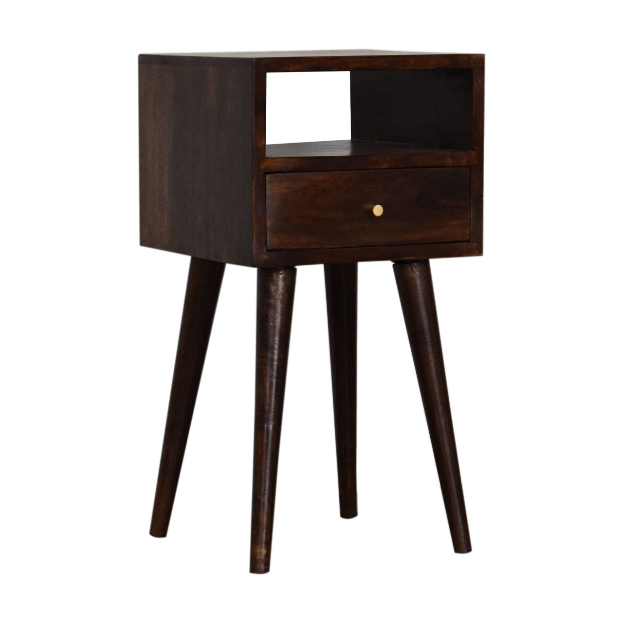 Solid Wood Small Light Walnut Finish Bedside