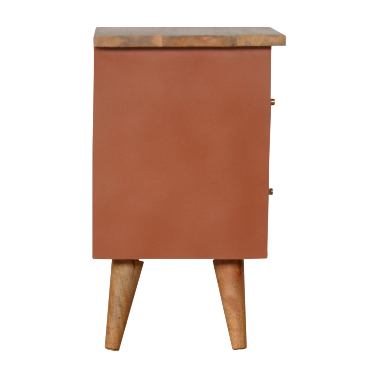 Solid Wood Deep Orange Hand Painted Bedside
