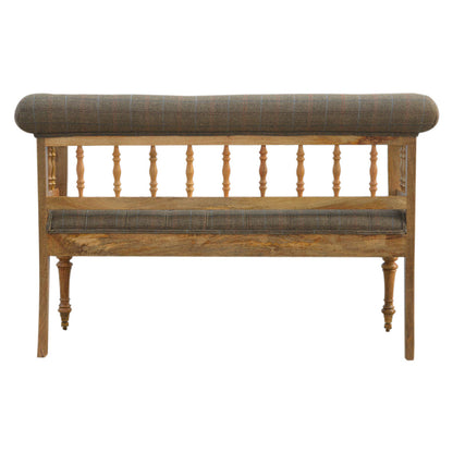 Solid Wood Multi Tweed Deep Button Hallway Bench
