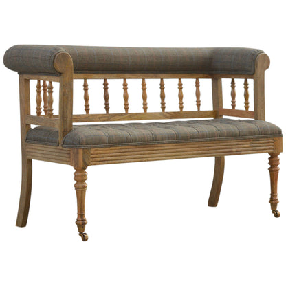 Solid Wood Multi Tweed Deep Button Hallway Bench