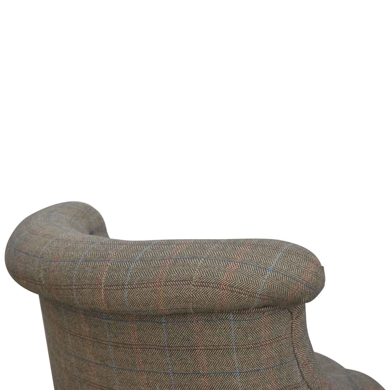 Solid Wood Small Multi Tweed Accent Chair