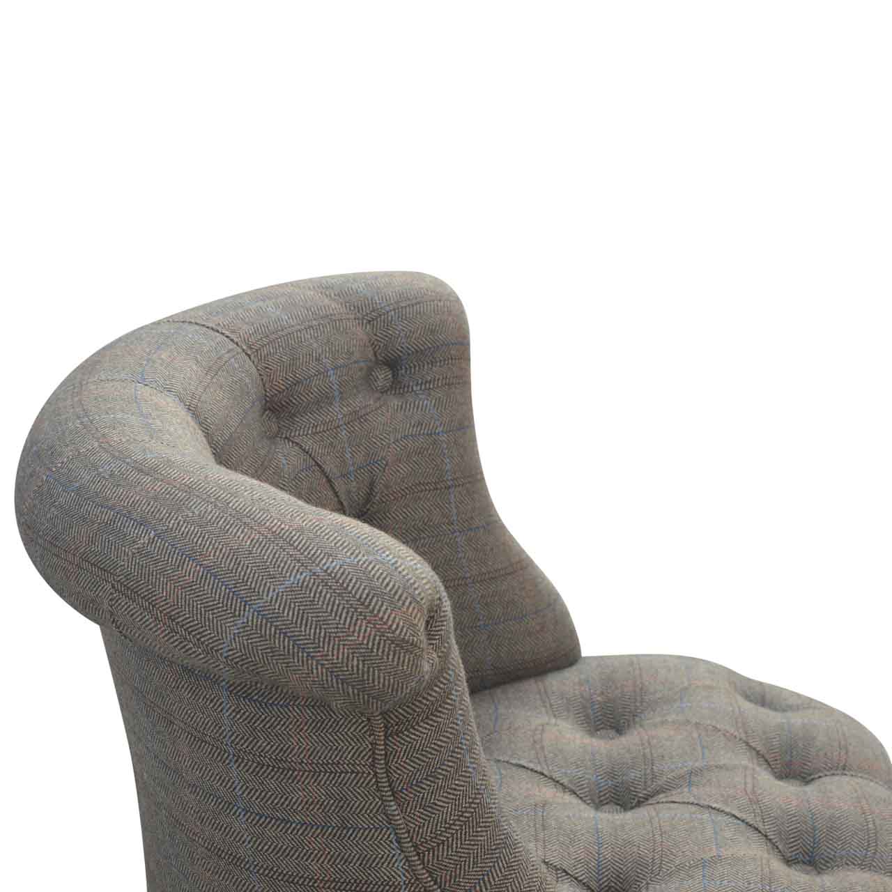 Solid Wood Small Multi Tweed Accent Chair
