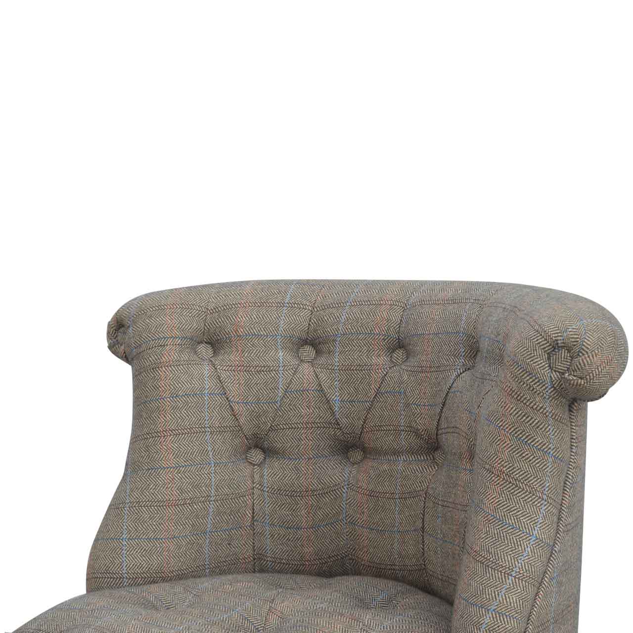 Solid Wood Small Multi Tweed Accent Chair