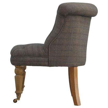 Solid Wood Small Multi Tweed Accent Chair
