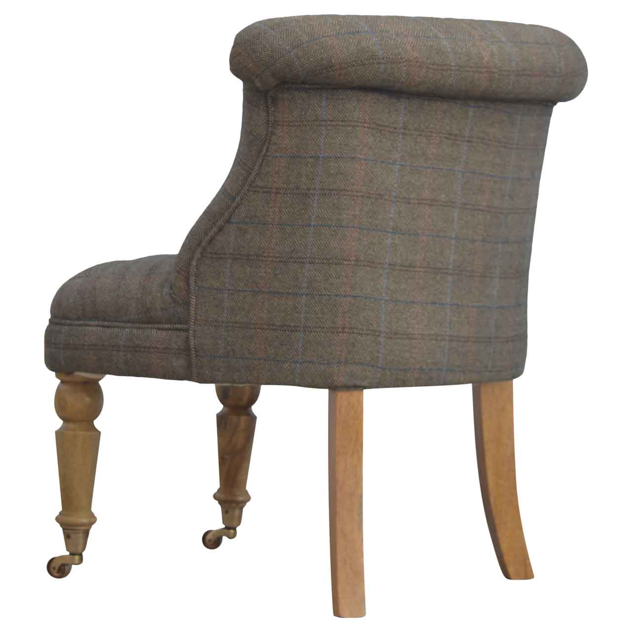 Solid Wood Small Multi Tweed Accent Chair
