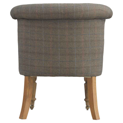 Solid Wood Small Multi Tweed Accent Chair