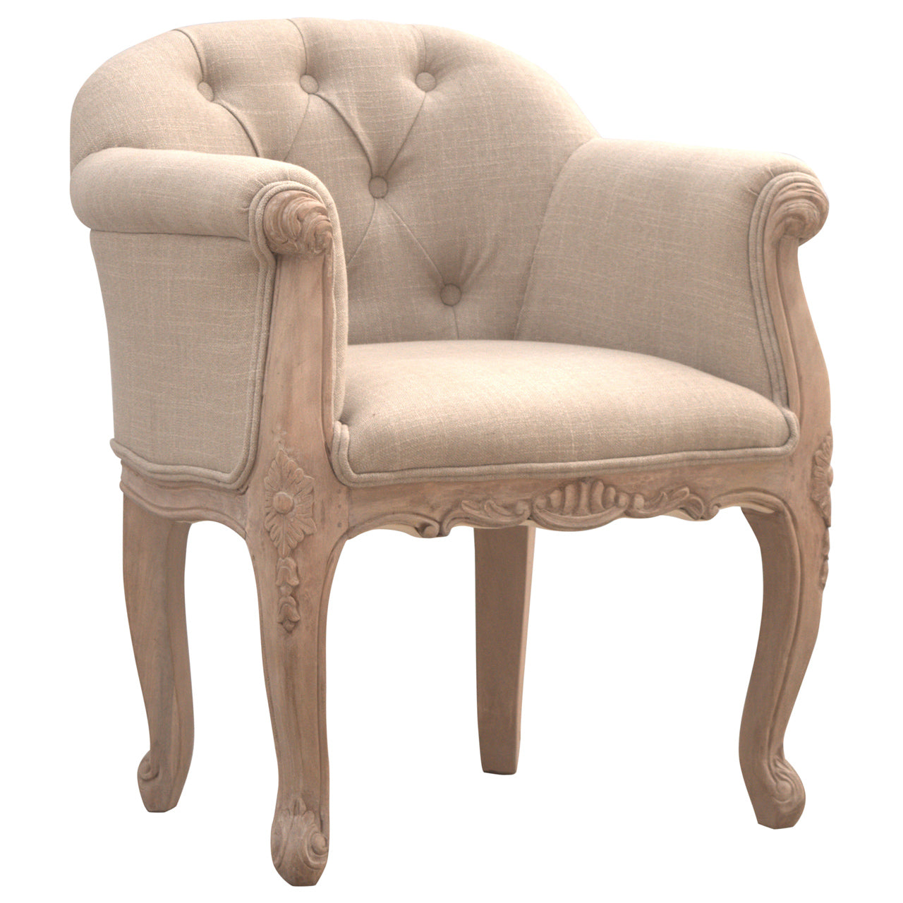 Solid Wood French Style Deep Button Chair