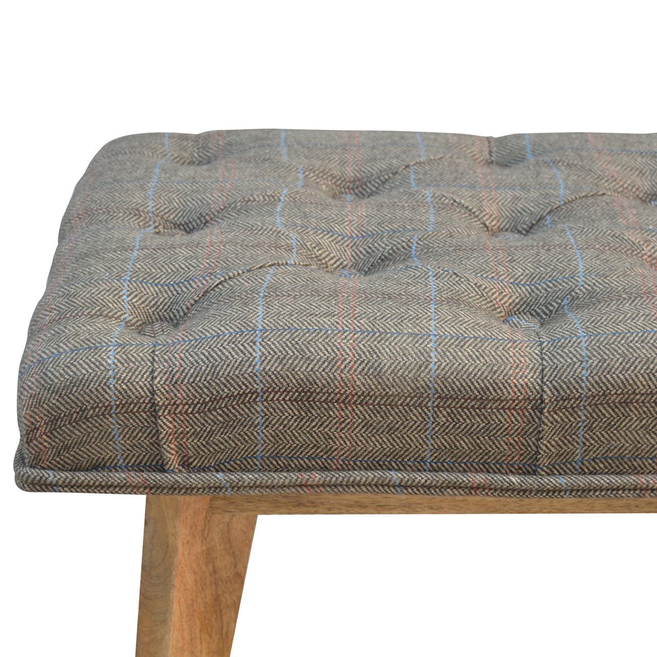Solid Wood Bench Upholstered in Multi Tweed