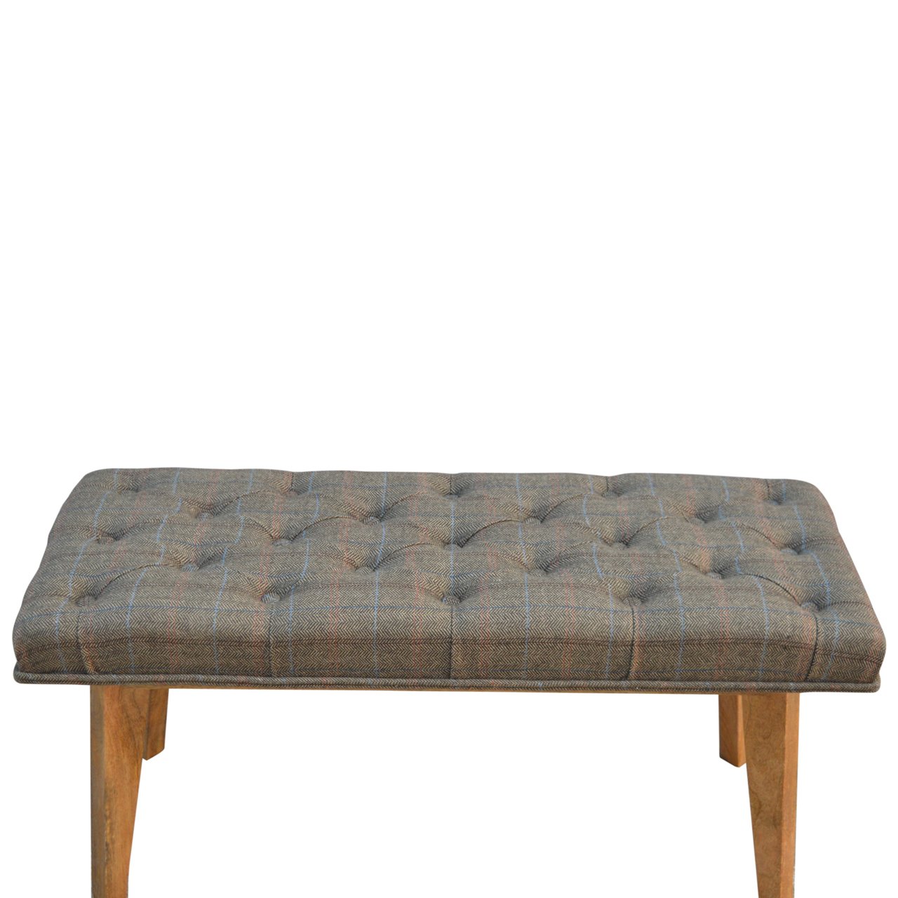 Solid Wood Bench Upholstered in Multi Tweed