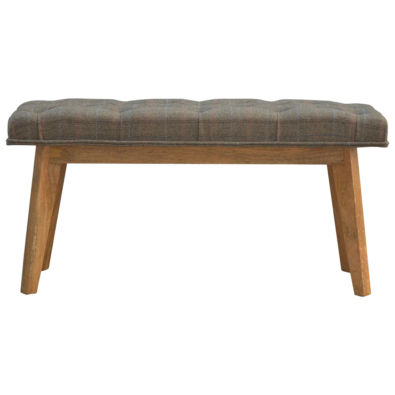 Solid Wood Bench Upholstered in Multi Tweed